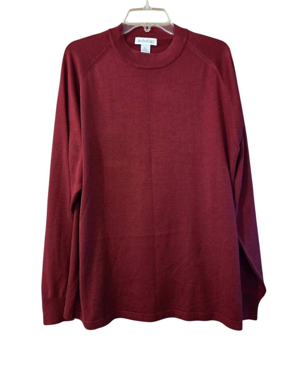 Anthology Burgundy 100% Silk Burgundy Sweater Quiet Luxury Preppy Size Large